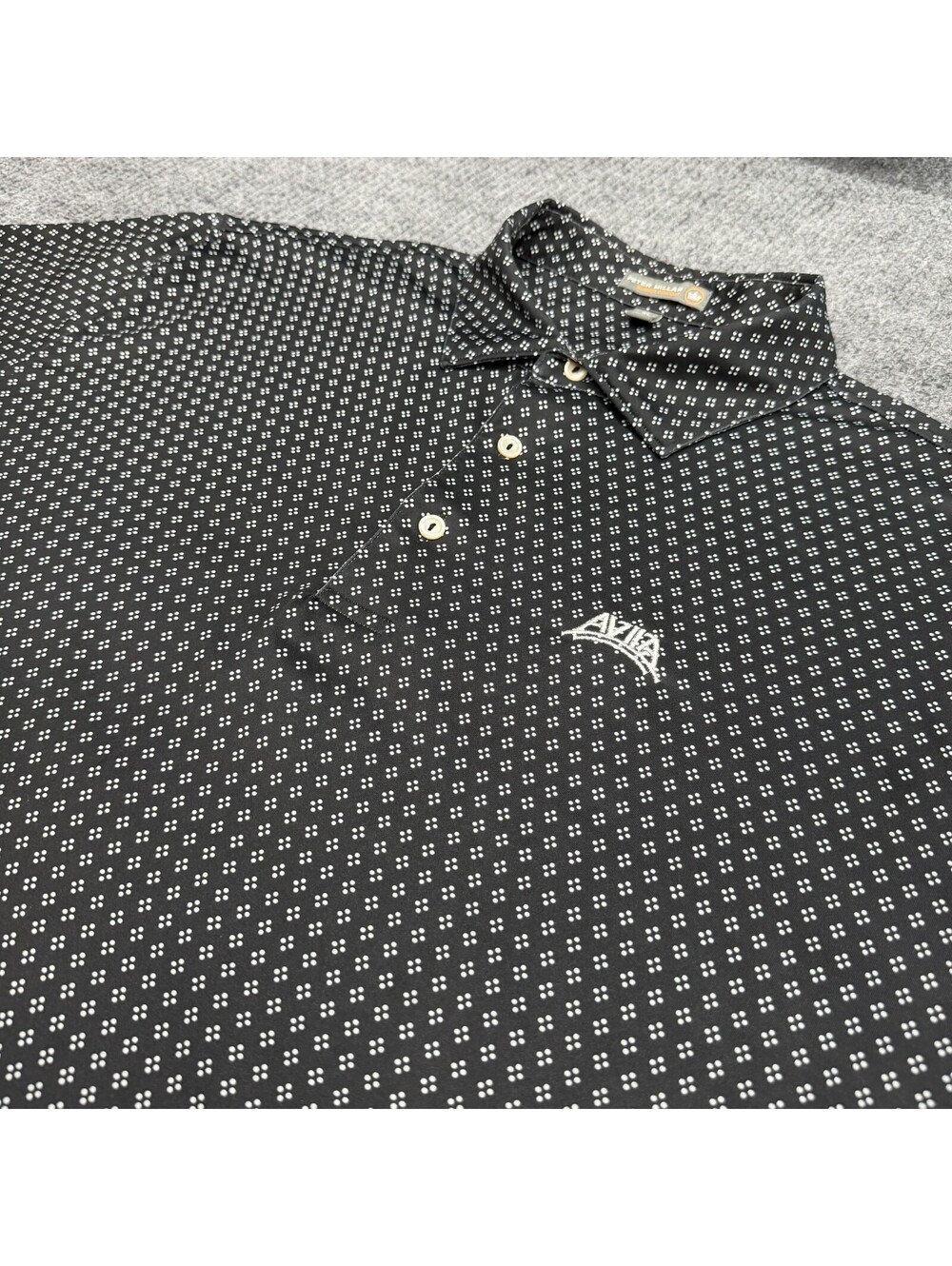 Peter Millar Summer Comfort Polo Shirt Mens XL Black Geometric Performance Golf